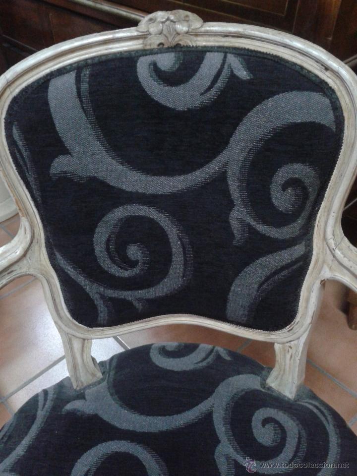 Antig&uuml;edades: butaca-sill&oacute;n Luis XV en blanco desgastado - Foto 2