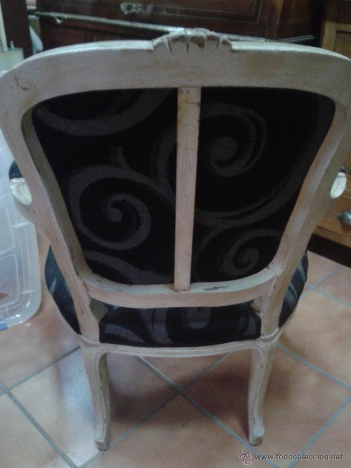 Antig&uuml;edades: butaca-sill&oacute;n Luis XV en blanco desgastado - Foto 3