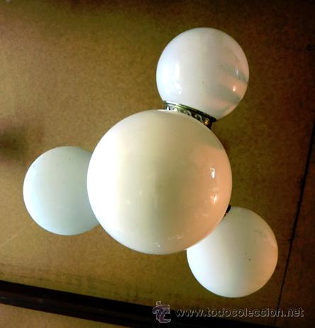Antig&uuml;edades: L&Aacute;MPARA 4 GLOBOS CRISTAL BLANCO - Foto 1