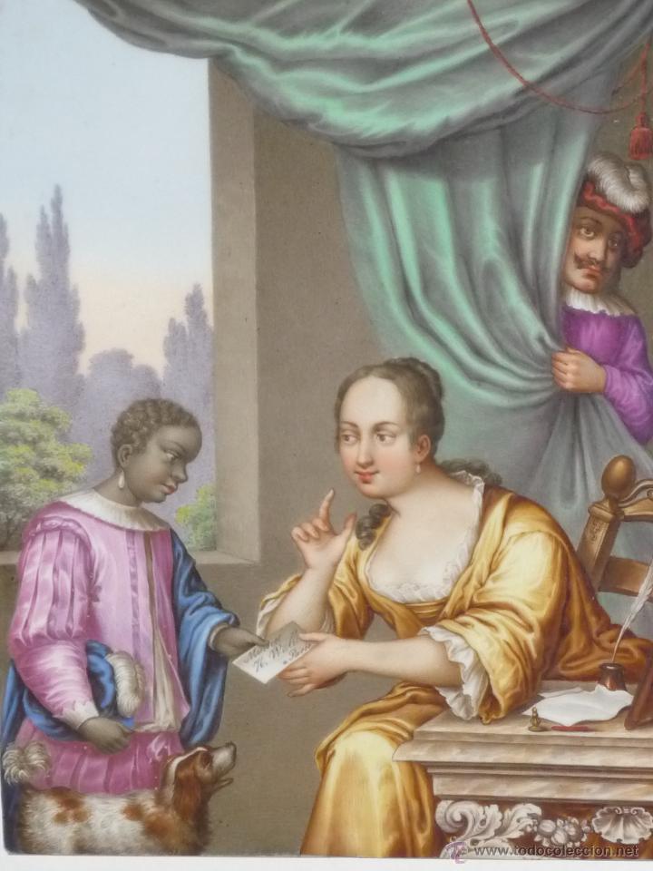 Antig&uuml;edades: Placa de porcelana pintada - Foto 3