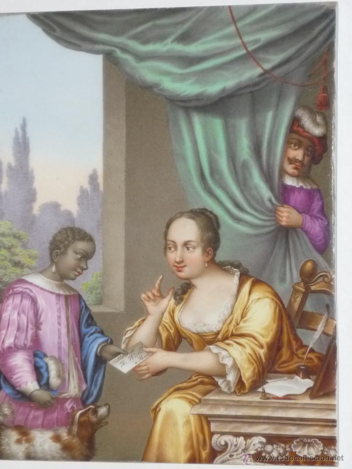 Antig&uuml;edades: Placa de porcelana pintada - Foto 4