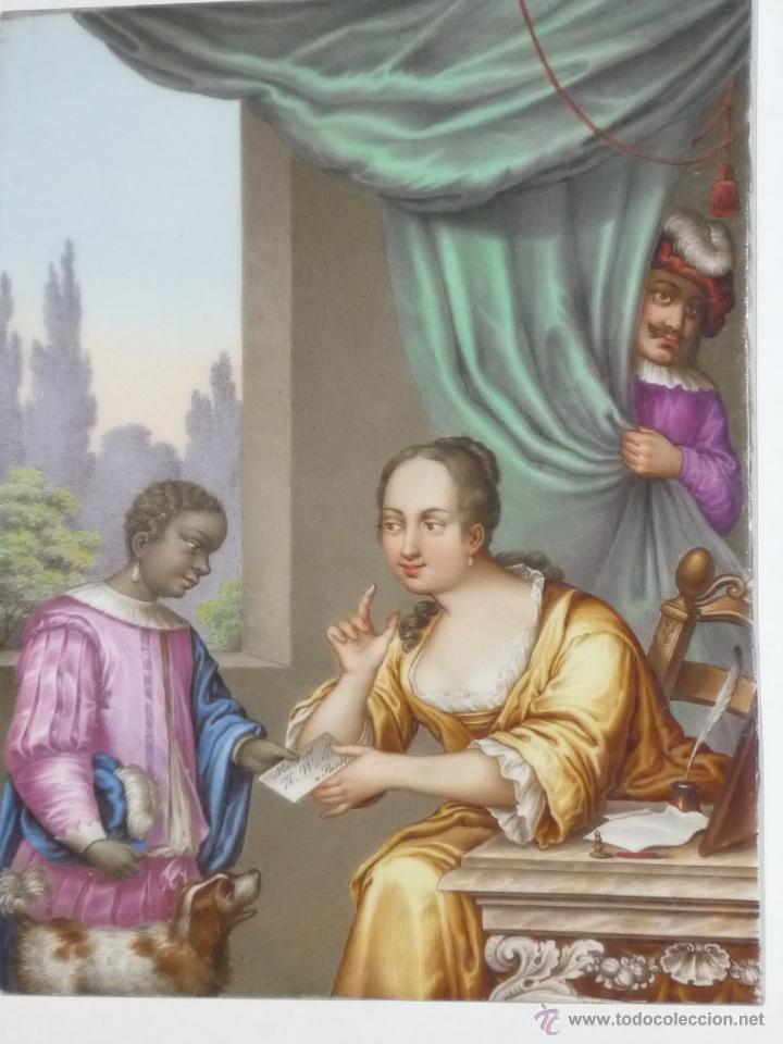 Antig&uuml;edades: Placa de porcelana pintada - Foto 5