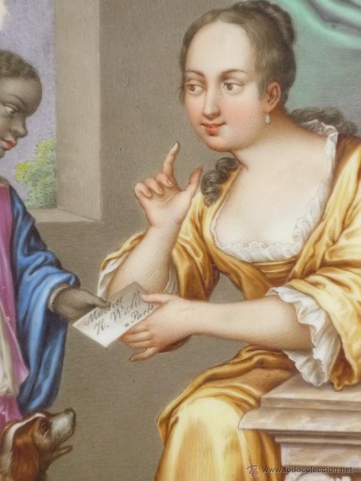 Antig&uuml;edades: Placa de porcelana pintada - Foto 6