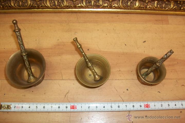 Antig&uuml;edades: LOTE DE 3 ALMEREZ O MORTEROS - Foto 2