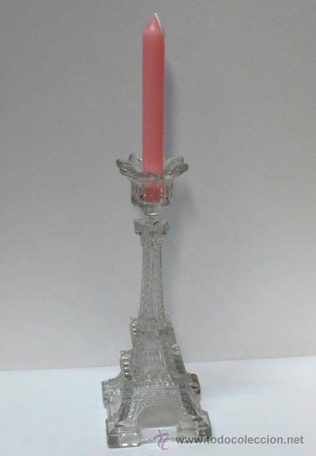 Antig&uuml;edades: candelero de vidrio con la forma de la Torre Eiffel - Foto 1