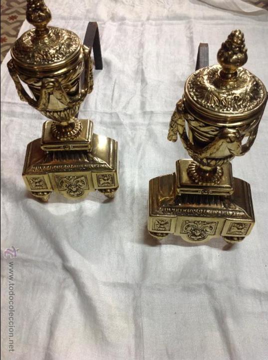 Antig&uuml;edades: PAREJA MORILLOS DE BRONCE Y HIERRO - Foto 1