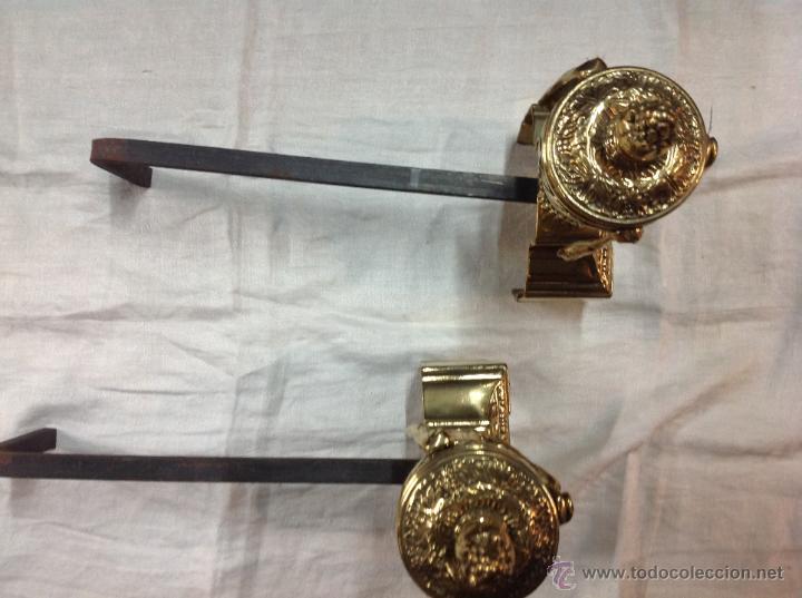 Antig&uuml;edades: PAREJA MORILLOS DE BRONCE Y HIERRO - Foto 3