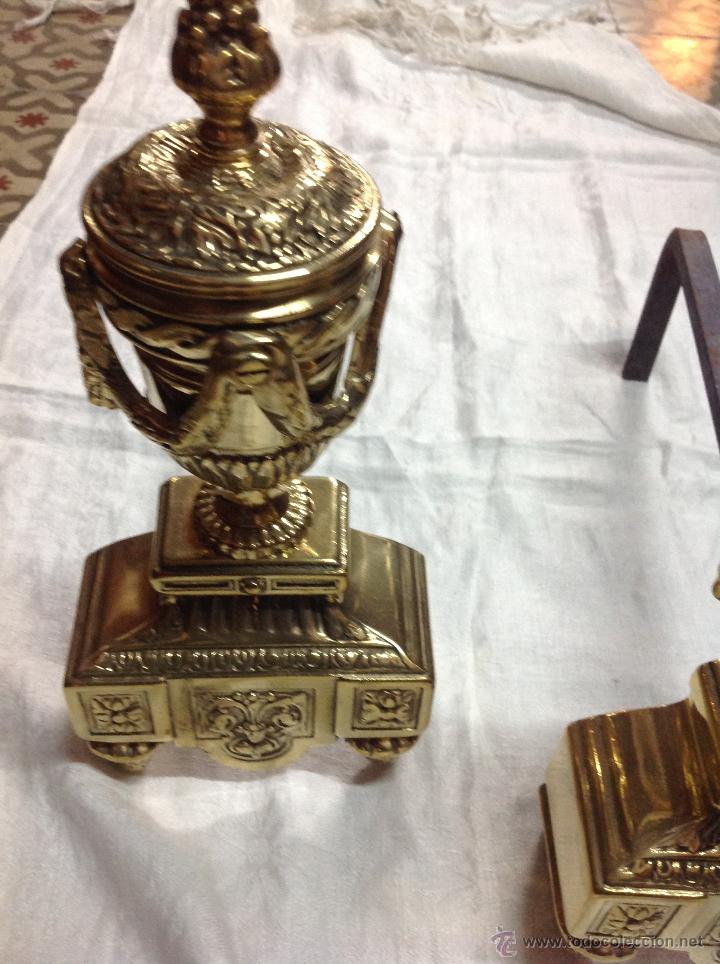 Antig&uuml;edades: PAREJA MORILLOS DE BRONCE Y HIERRO - Foto 4