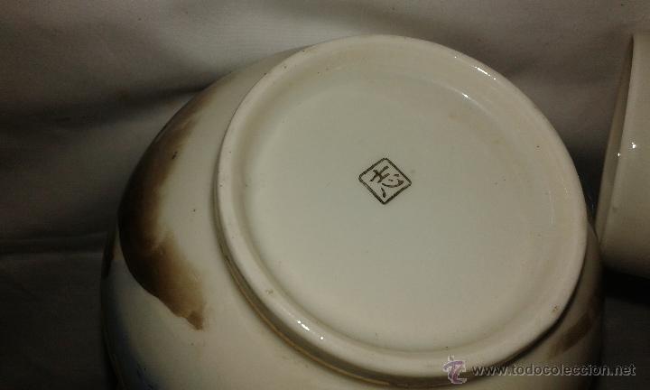 Antig&uuml;edades: JUEGO DE CAFETERA ( tetera ) Y LECHERA. CANTON S.XIX. - Foto 2