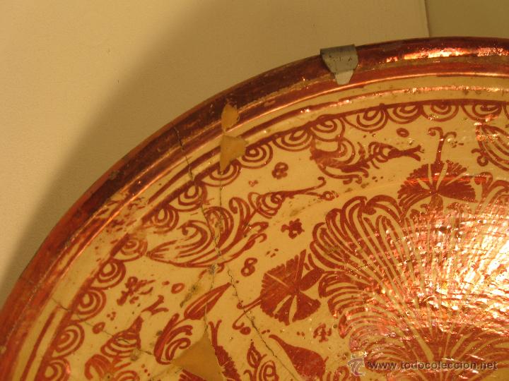 Antig&uuml;edades: Plato de reflejo dorado de Manises Siglo XVIII. - Foto 2