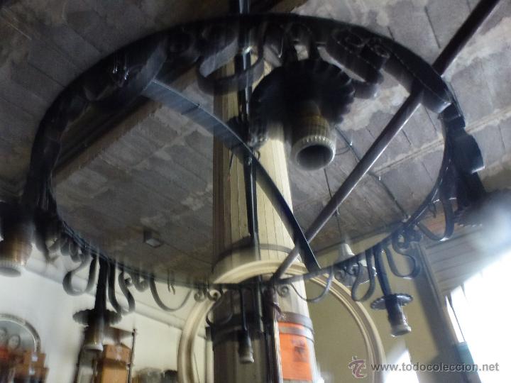 Antig&uuml;edades: Lampara redonda de hierro forjado - Foto 7