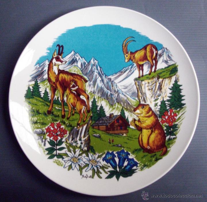 Antiques: Plato porcelana 25 cm - Dibujo ALPINO