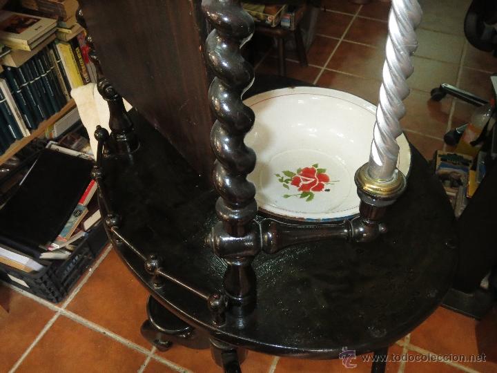 Antig&uuml;edades: PALANGANERO DE MADERA SIGLO XIX - Foto 5