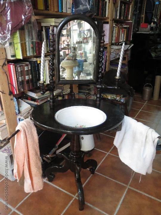 Antig&uuml;edades: PALANGANERO DE MADERA SIGLO XIX - Foto 1