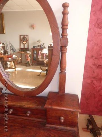 Antig&uuml;edades: COMODA TOCADOR DE MADERA CON ESPEJO OVAL. - Foto 7