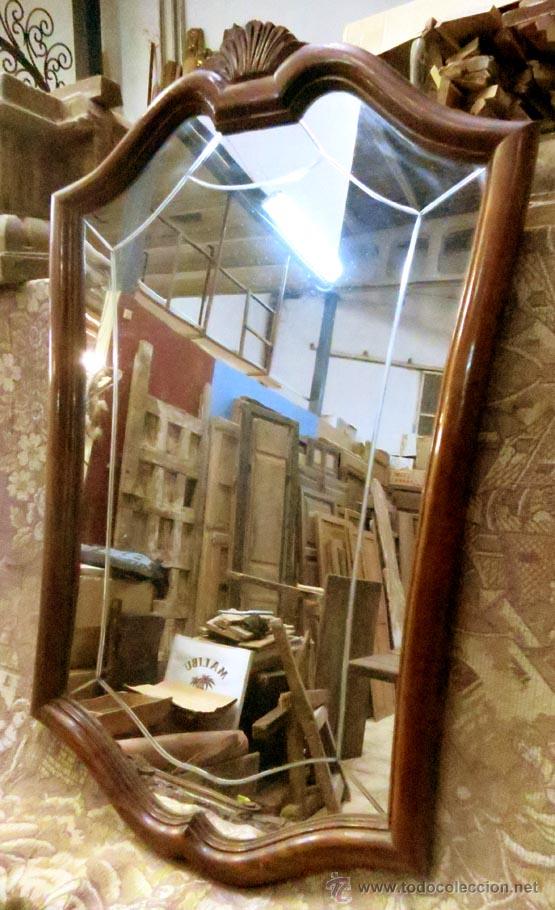 Antig&uuml;edades: ESPEJO TIPO CORNUCOPIA EN MADERA DE HALLA - Foto 3