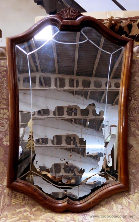 Antig&uuml;edades: ESPEJO TIPO CORNUCOPIA EN MADERA DE HALLA - Foto 5