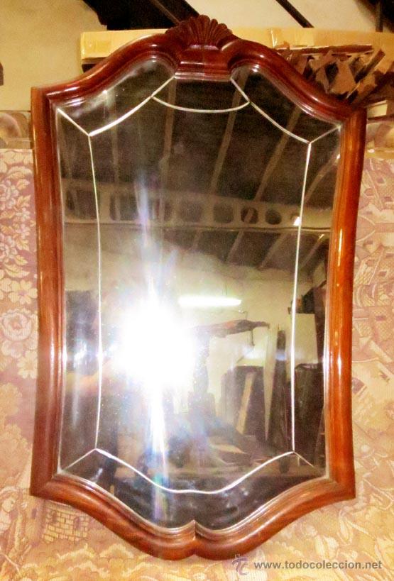 Antig&uuml;edades: ESPEJO TIPO CORNUCOPIA EN MADERA DE HALLA - Foto 7