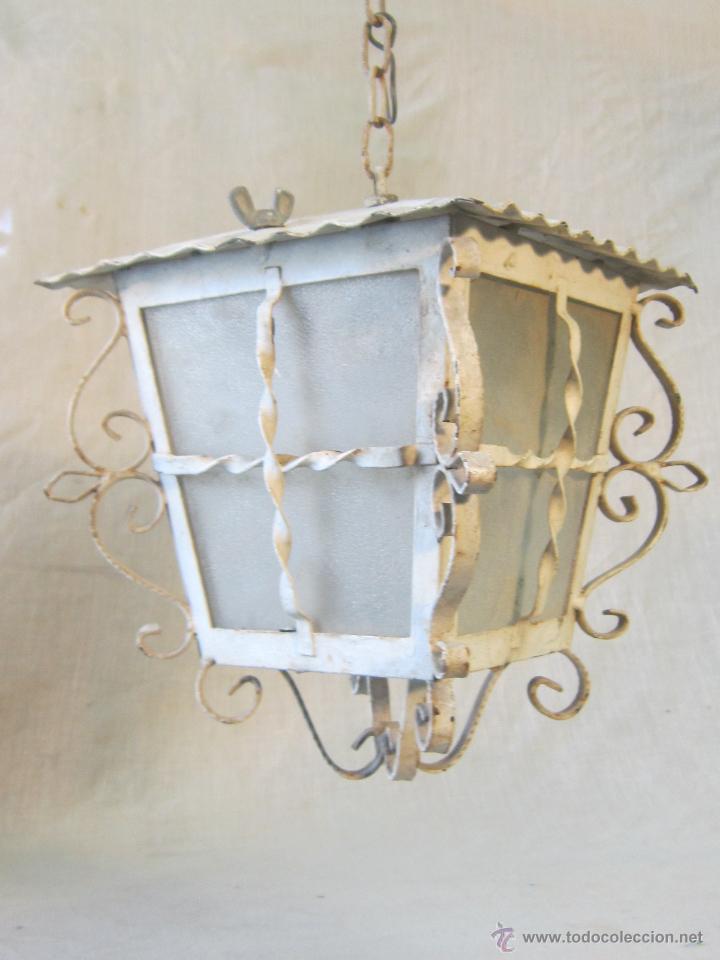 Antig&uuml;edades: FAROL DE TECHO ANTIGUO EN HIERRO PINTADO - Foto 1