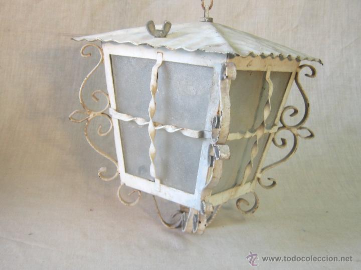 Antig&uuml;edades: FAROL DE TECHO ANTIGUO EN HIERRO PINTADO - Foto 4
