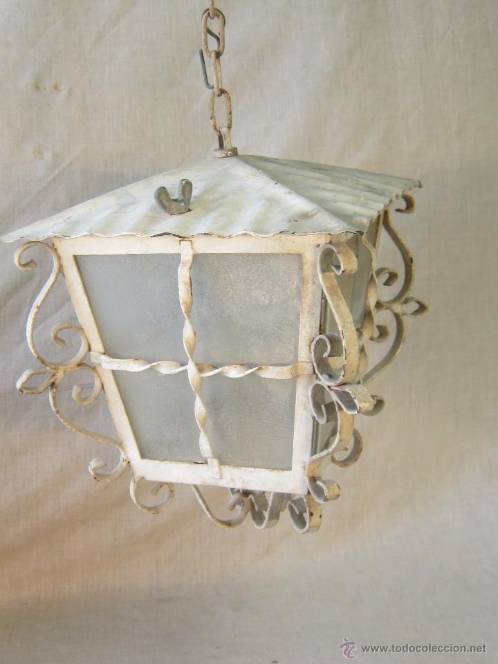 Antig&uuml;edades: FAROL DE TECHO ANTIGUO EN HIERRO PINTADO - Foto 10