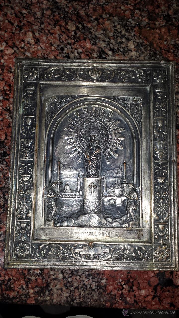 Antig&uuml;edades: VIRGEN DEL PILAR. PLACA PLATEADA. - Foto 1