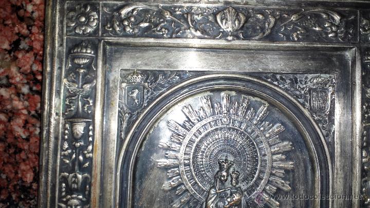 Antig&uuml;edades: VIRGEN DEL PILAR. PLACA PLATEADA. - Foto 3