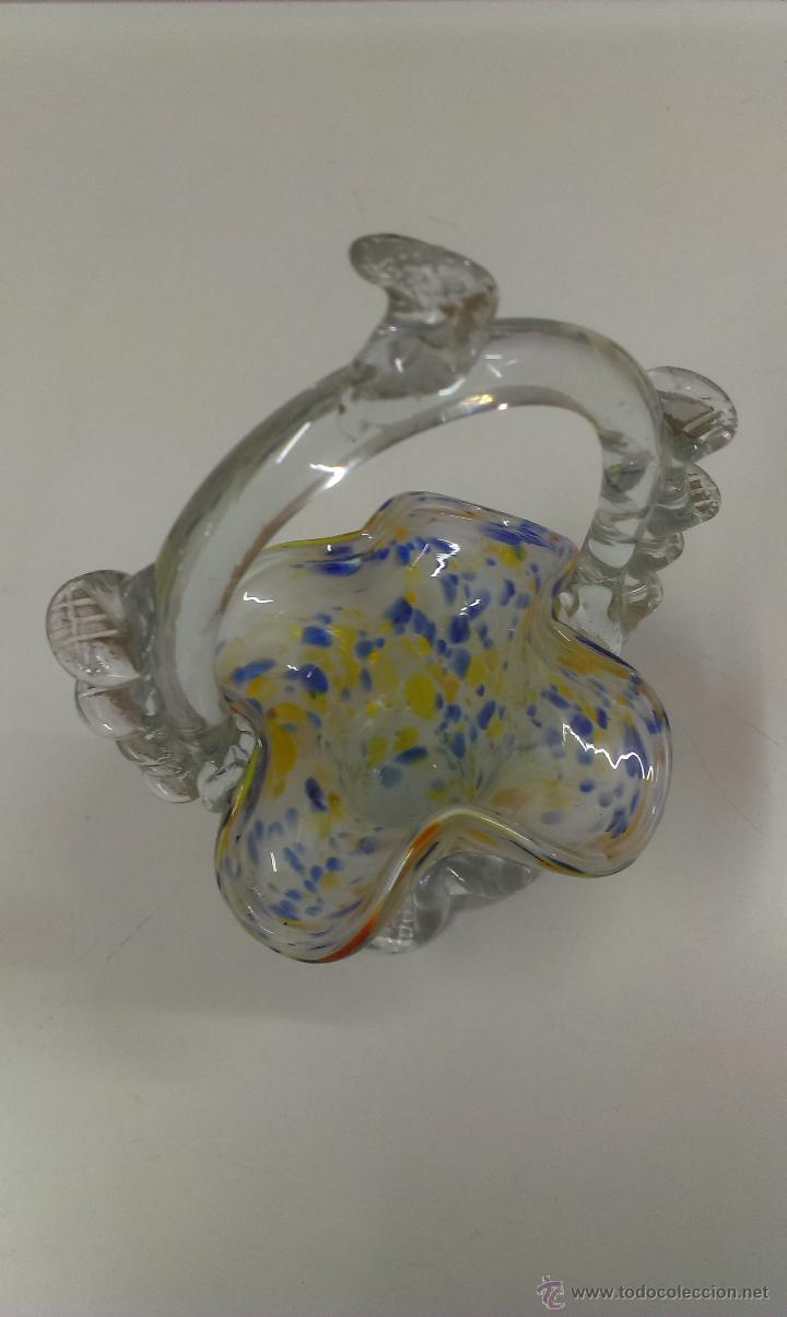 Antig&uuml;edades: BONITO JARRON FORMA DE CESTA .CRISTAL - Foto 3
