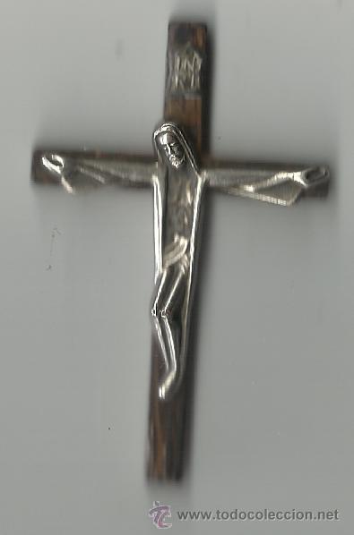 Antig&uuml;edades: crucifijo madera y plata - Foto 1