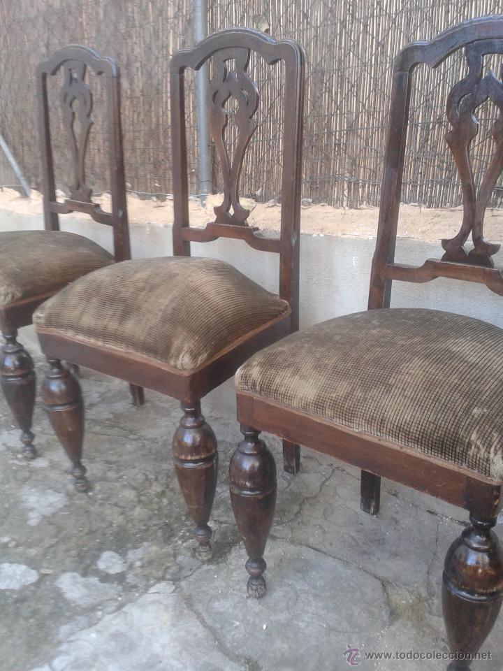 Antiquit&auml;ten: Sillas antiguas de madera con patas redondas Alfonsinas restauradores