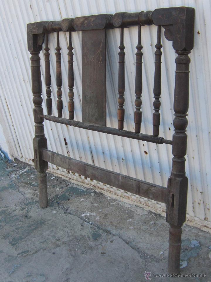 Antig&uuml;edades: CBEZAL Y PIEZERO DE CAMA ANTIGUA DE MADERA - Foto 3