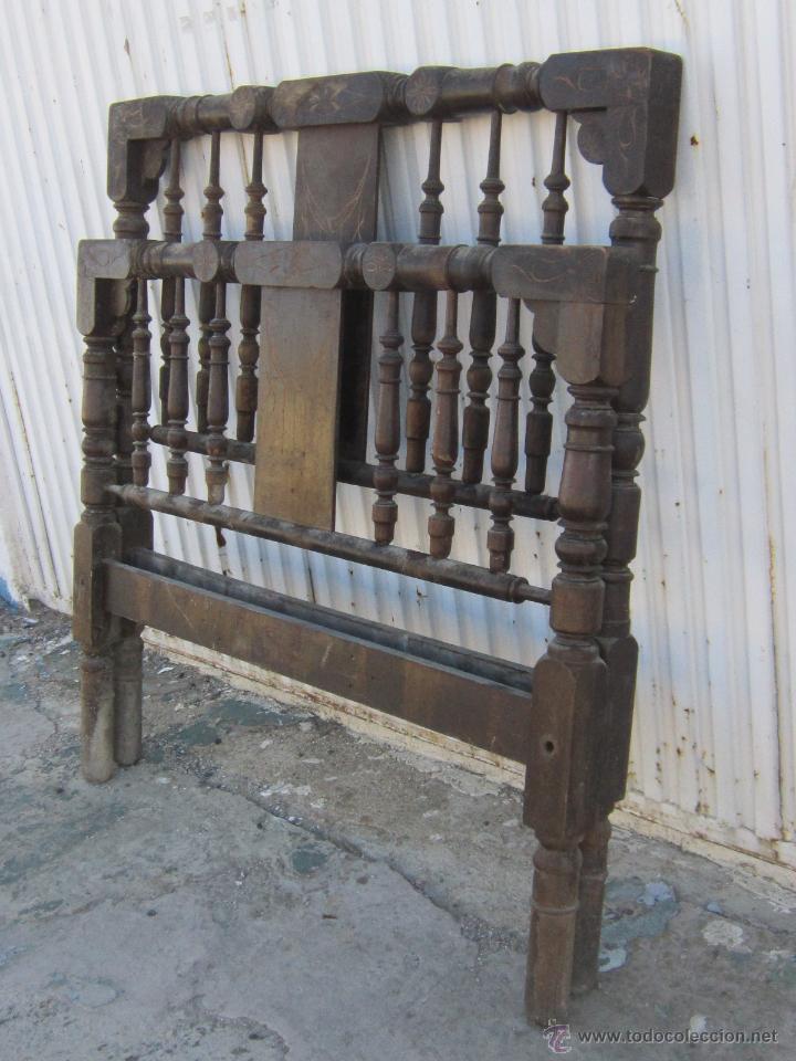 Antig&uuml;edades: CBEZAL Y PIEZERO DE CAMA ANTIGUA DE MADERA - Foto 6