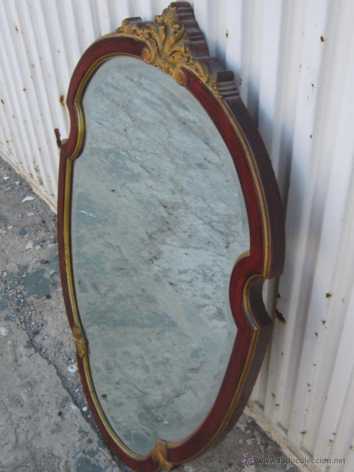 Antig&uuml;edades: ESPEJO VISELADO EN MADERA POLICROMADA - Foto 5