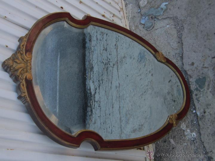 Antig&uuml;edades: ESPEJO VISELADO EN MADERA POLICROMADA - Foto 7