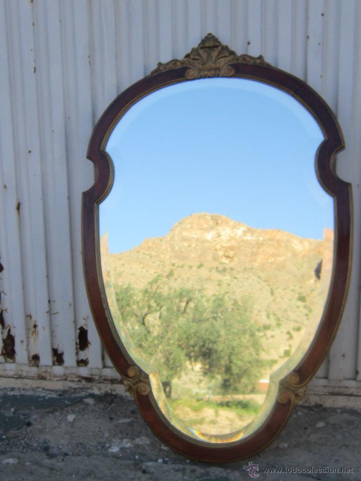 Antig&uuml;edades: ESPEJO VISELADO EN MADERA POLICROMADA - Foto 10