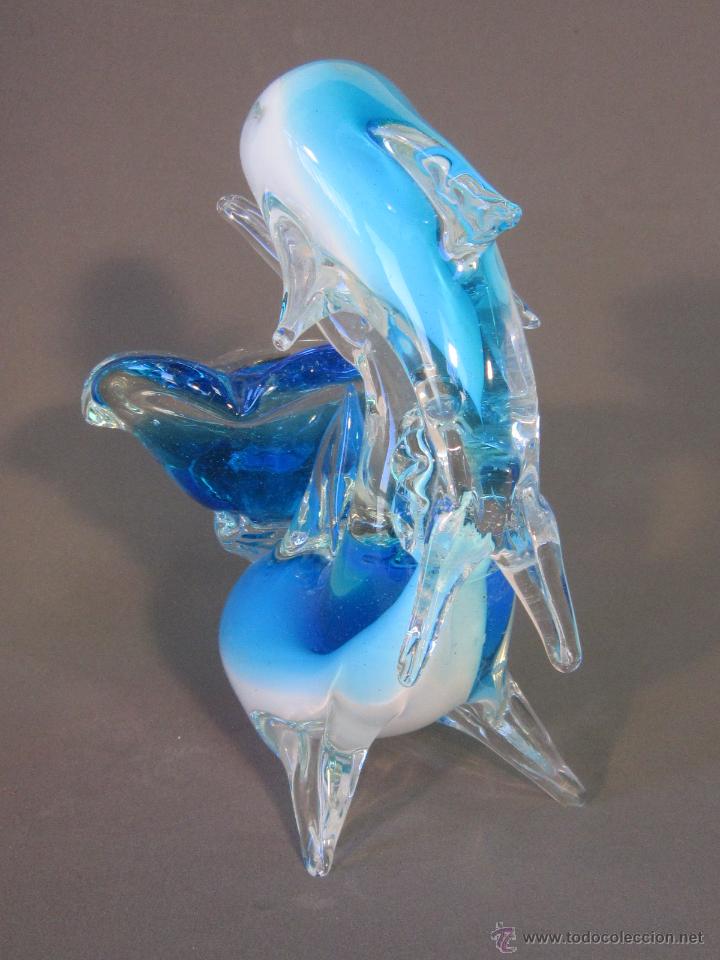 Antig&uuml;edades: FIGURA DE DELFINES EN CRISTAL DE MURANO - Foto 2