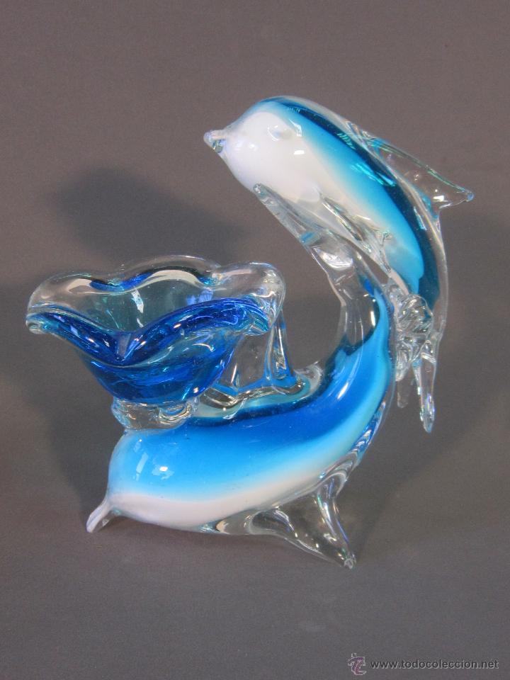 Antig&uuml;edades: FIGURA DE DELFINES EN CRISTAL DE MURANO - Foto 3