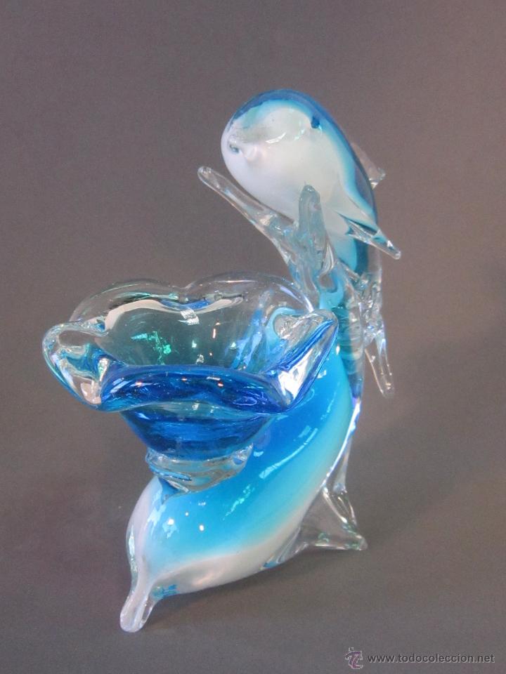 Antig&uuml;edades: FIGURA DE DELFINES EN CRISTAL DE MURANO - Foto 4