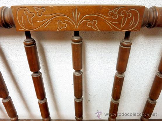 Antig&uuml;edades: CAMA COMPLETA DE HALLA TORNEADA CON DELICADA TALLA - Foto 6