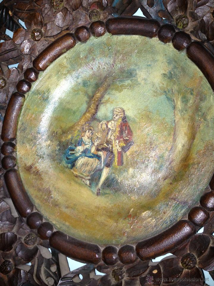 Antig&uuml;edades: PLATO DE MADERA, PINTADO A MANO. A&Ntilde;O 1920 - Foto 1