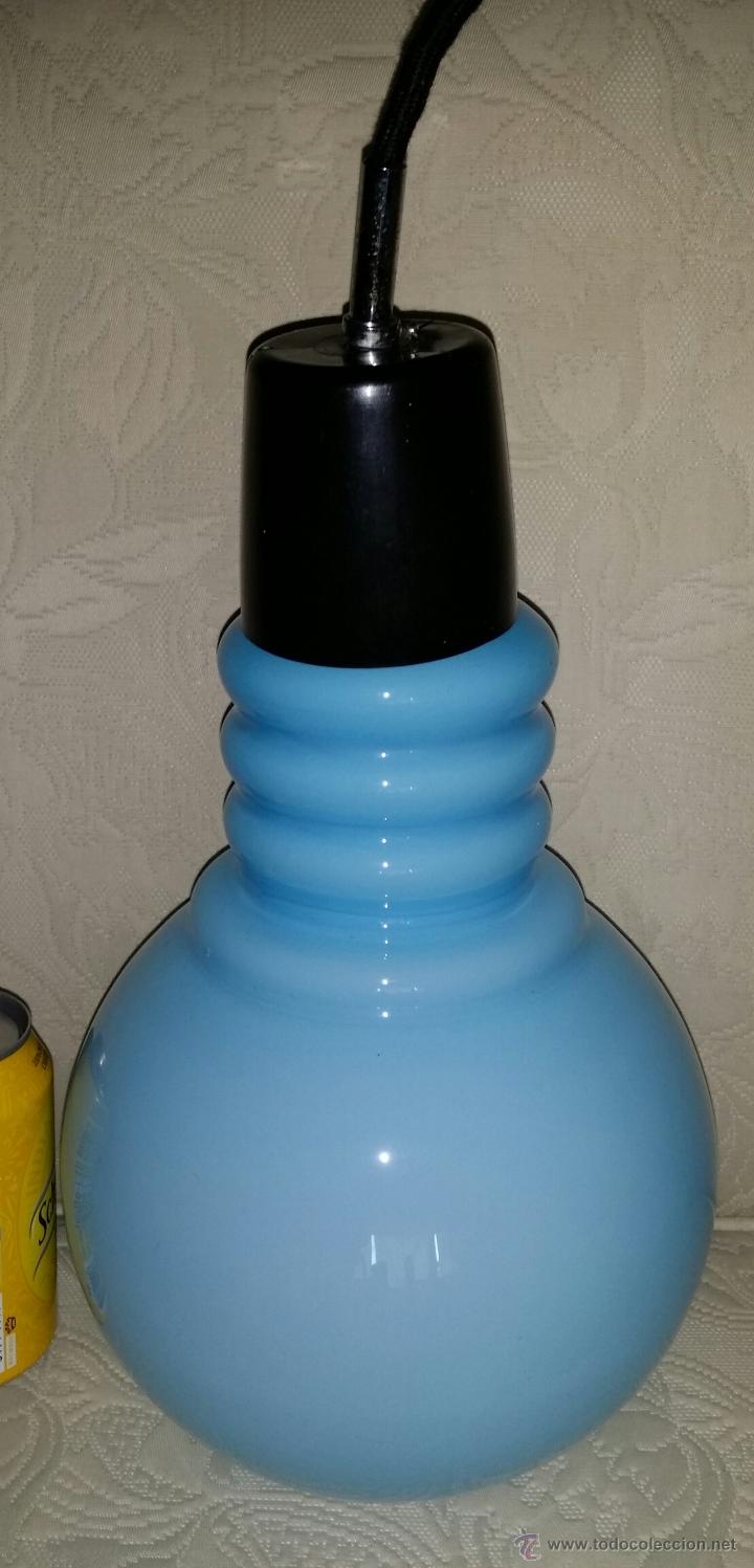 Antig&uuml;edades: Tulipa l&aacute;mpara de opalina azul - Foto 1