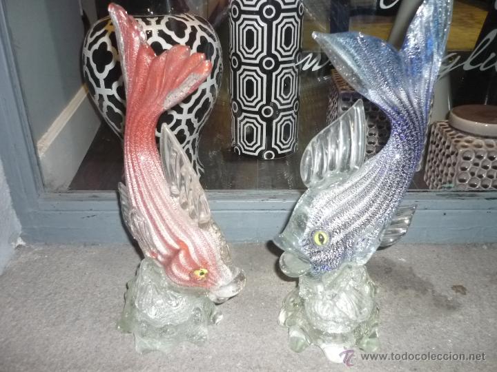 Antig&uuml;edades: Pareja de peces de cristal de Murano - Foto 1