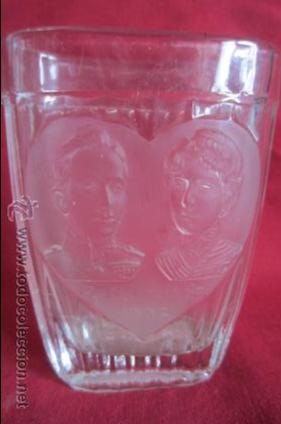 Antig&uuml;edades: ANTIGUO VASO DE CRISTAL - RECUERDO DE 1906 - REYES