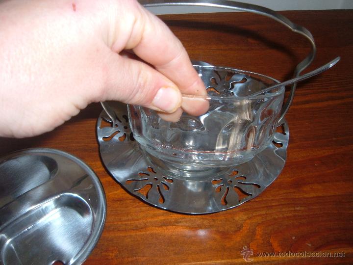 Antig&uuml;edades: Azucarero de cristal y acero - Foto 3
