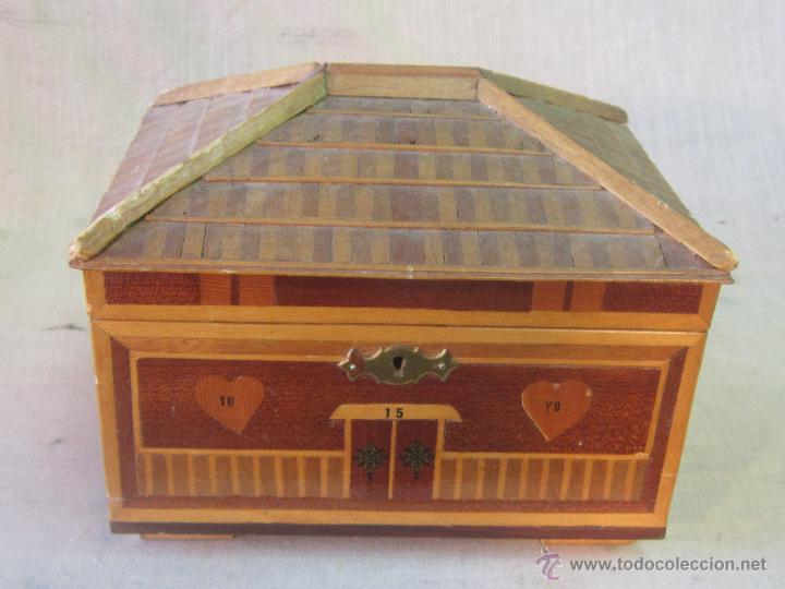 Antig&uuml;edades: CAJA JOYERO EN MADERA CON MARQUETERIA - Foto 1