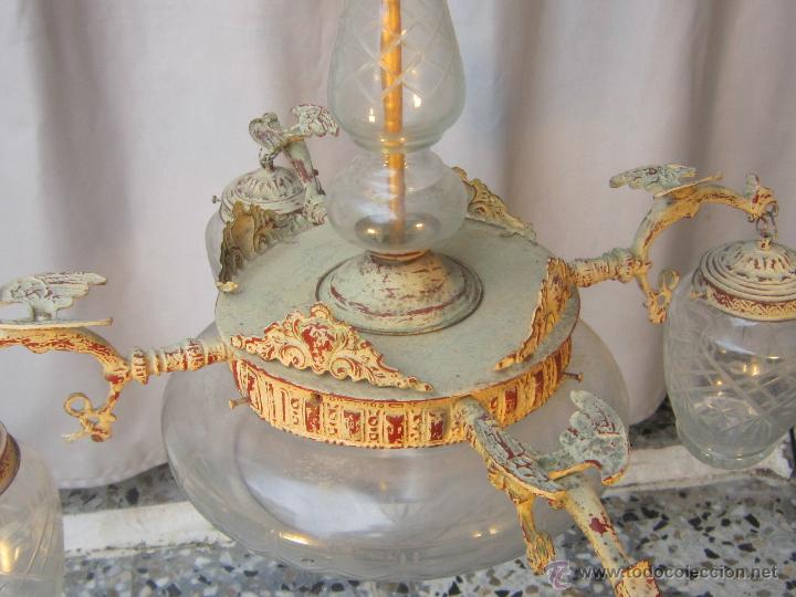 Antig&uuml;edades: lampara de techo en metal con 5 luces - Foto 7