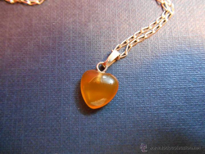 Antig&uuml;edades: CADENA DE PLATA CONTRASTADA CON CORAZON EN AMBAR - Foto 3