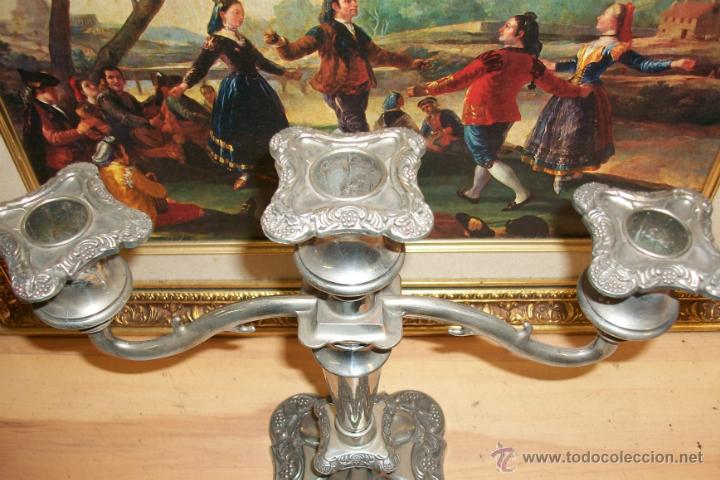 Antig&uuml;edades: ANTIGUO CANDELABRO BA&Ntilde;ADO EN PLATA - Foto 2