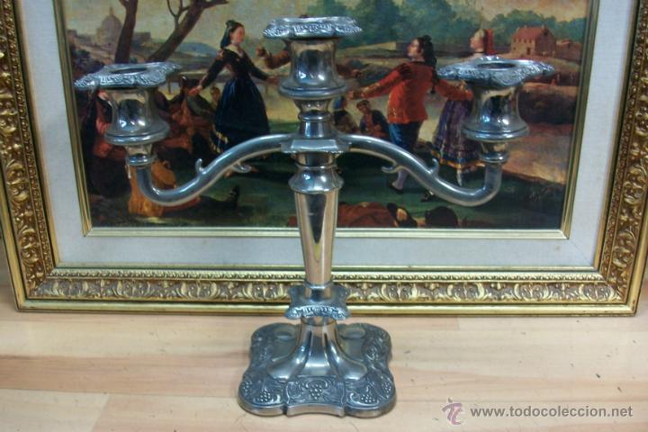 Antig&uuml;edades: ANTIGUO CANDELABRO BA&Ntilde;ADO EN PLATA - Foto 3