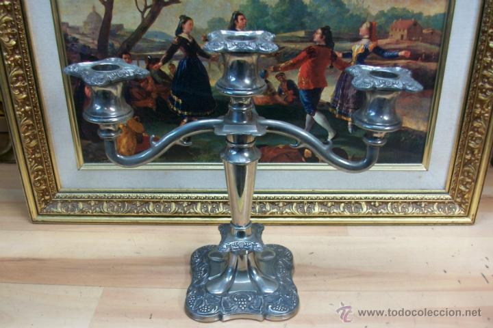 Antig&uuml;edades: ANTIGUO CANDELABRO BA&Ntilde;ADO EN PLATA - Foto 4